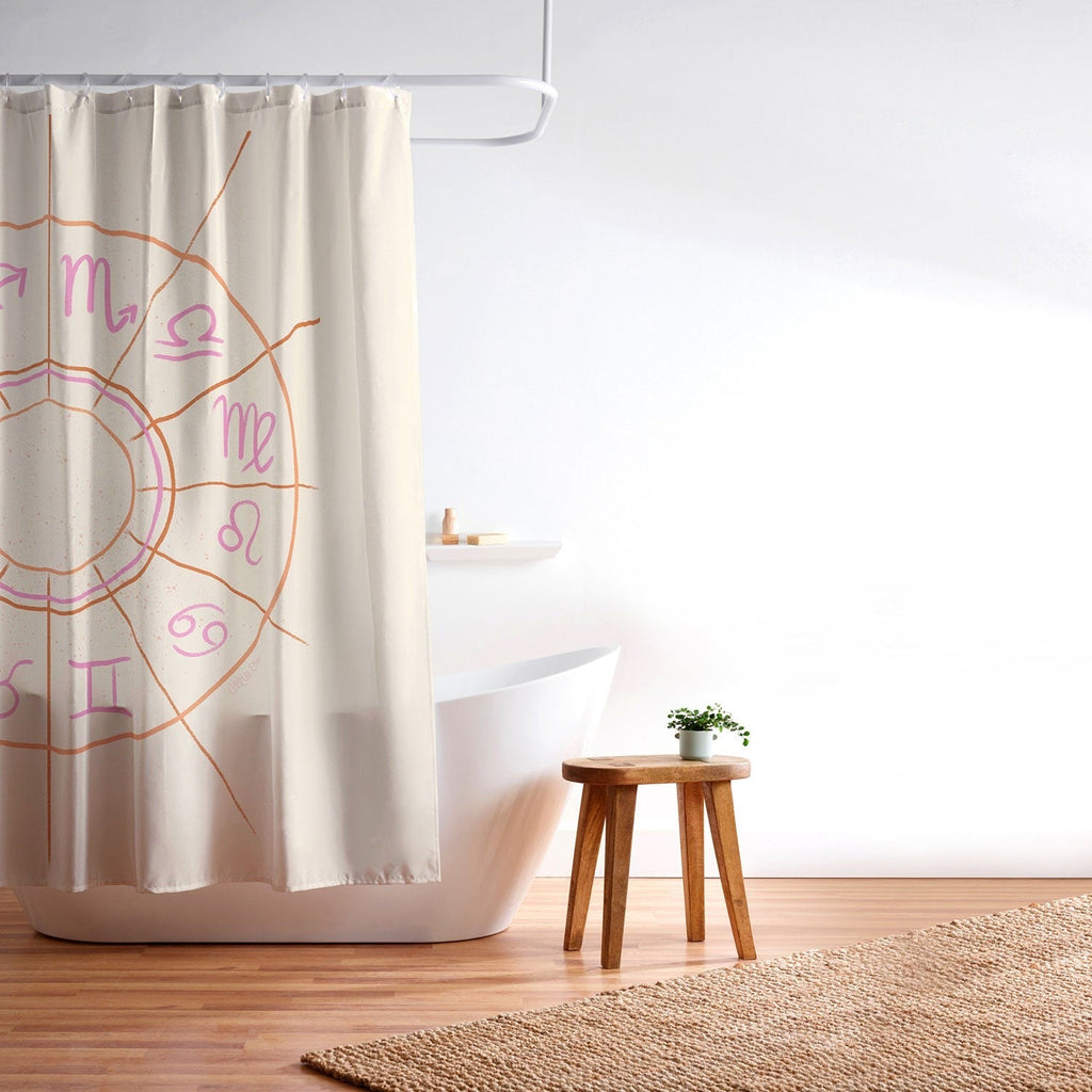 Little Om Zodiac Signs cream Shower Curtain