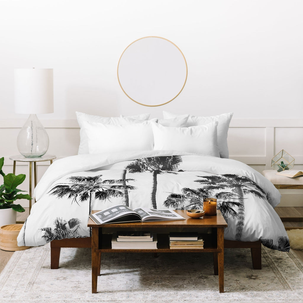 Gal Design Black And White Palms Duvet Cover