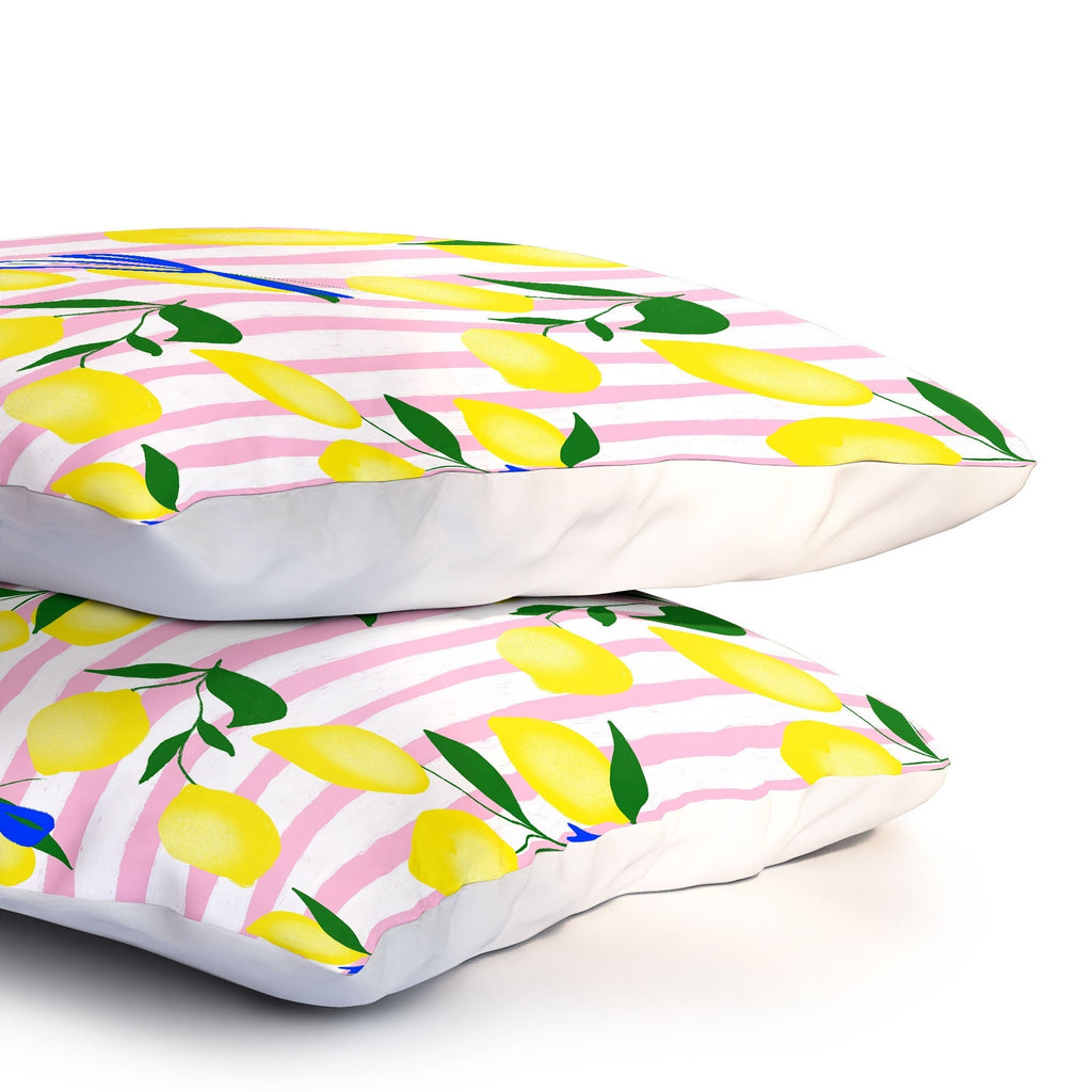 Design by Spark Zesty Lemons and Stripes Pillow Shams