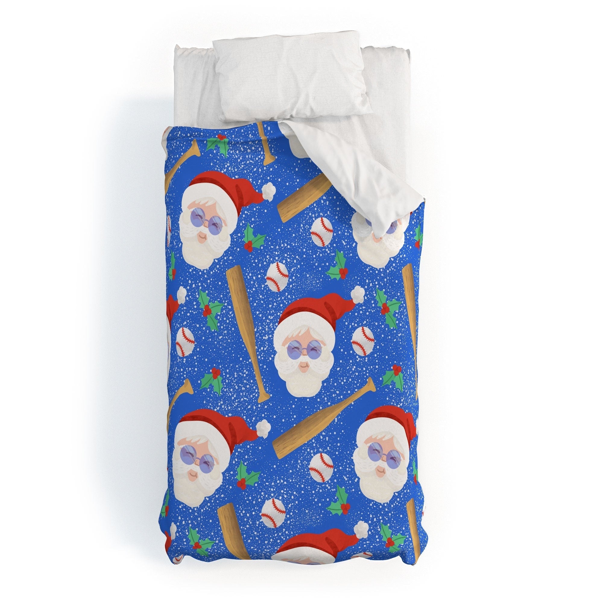 Design by Spark Sporty Baseball Santa Duvet Cover