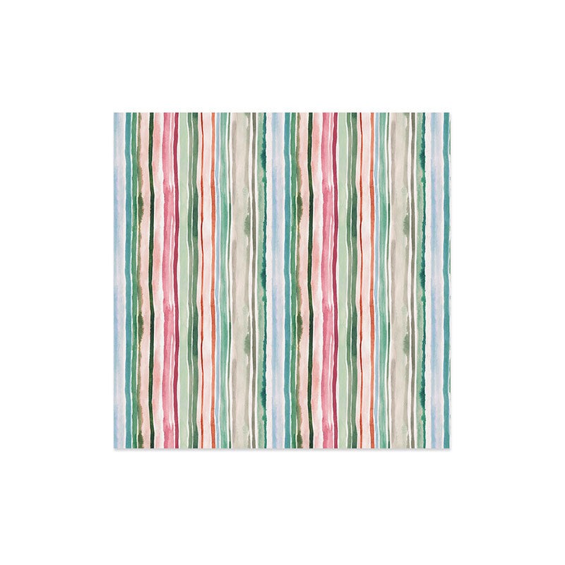 Ninola Design Botanic Retreat Watercolor Stripes Green Orange Red Art Print