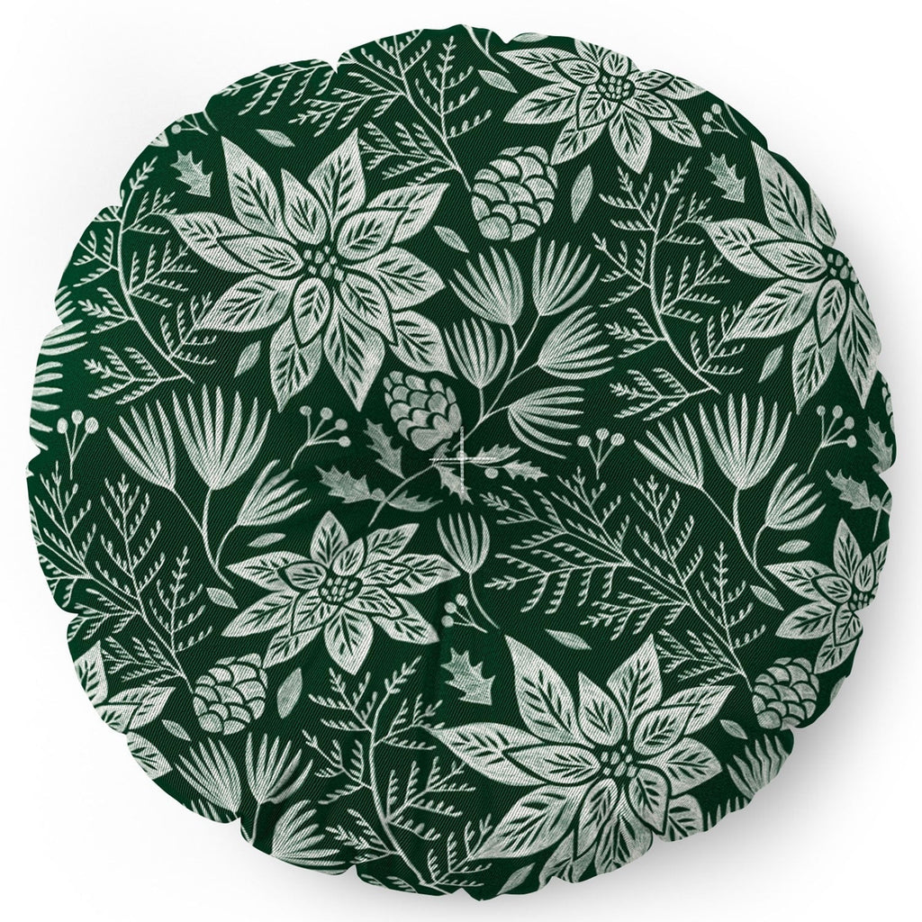 Pimlada Phuapradit Christmas Poinsettia Floor Pillow Round