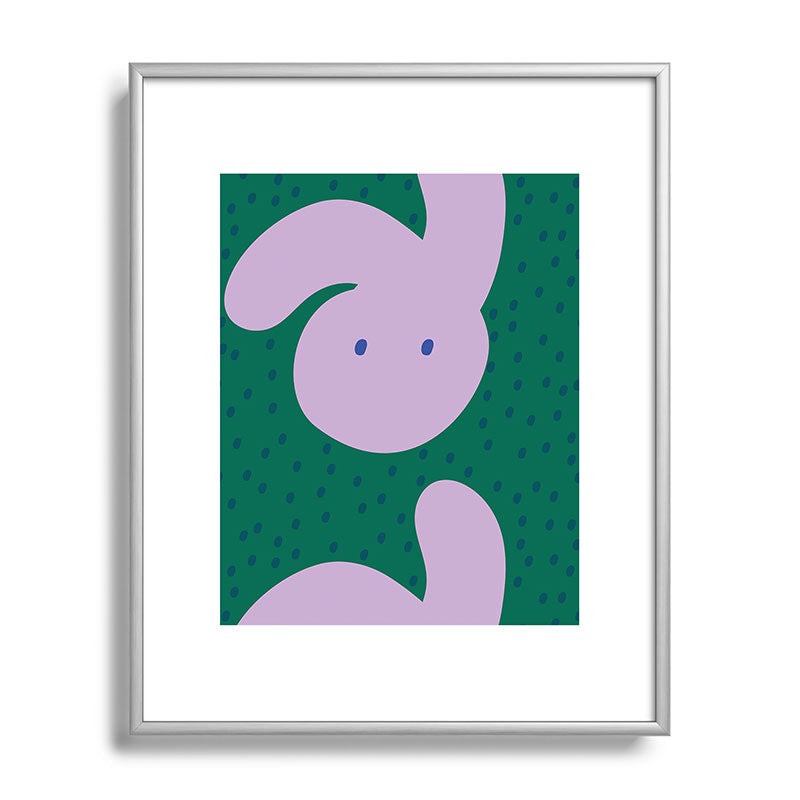 Camilla Foss Pebbles and Rabbit Metal Framed Art Print