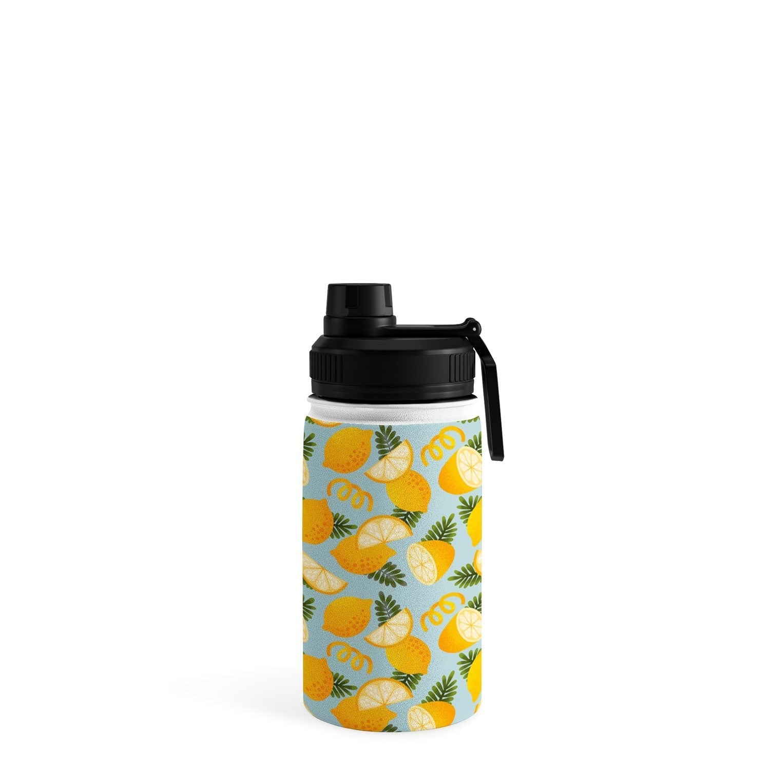 Jessica Molina Lemon Pattern on Sky Blue Water Bottle