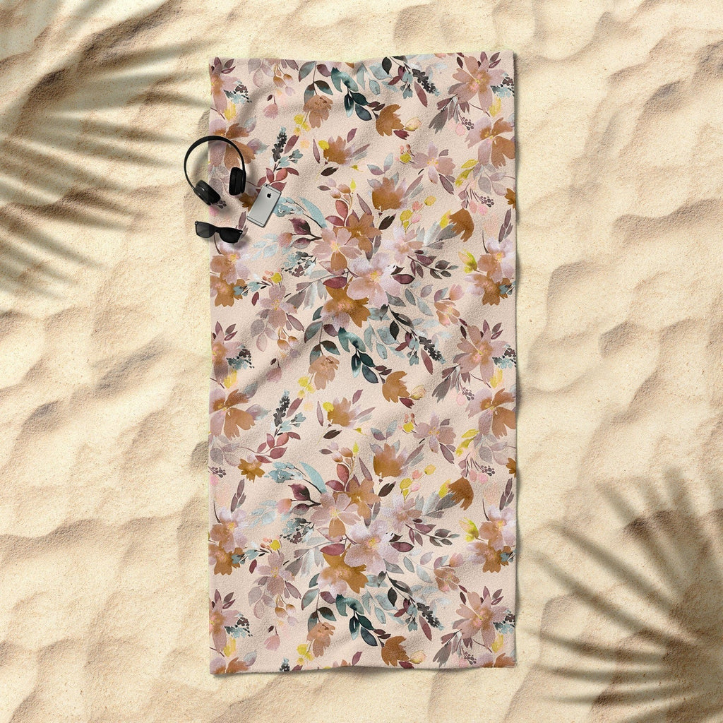Ninola Design Botanic Retreat Floral Oleander Whimsical Soft Pink Beach Towel