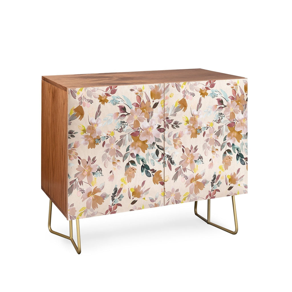 Ninola Design Botanic Retreat Floral Oleander Whimsical Soft Pink Credenza