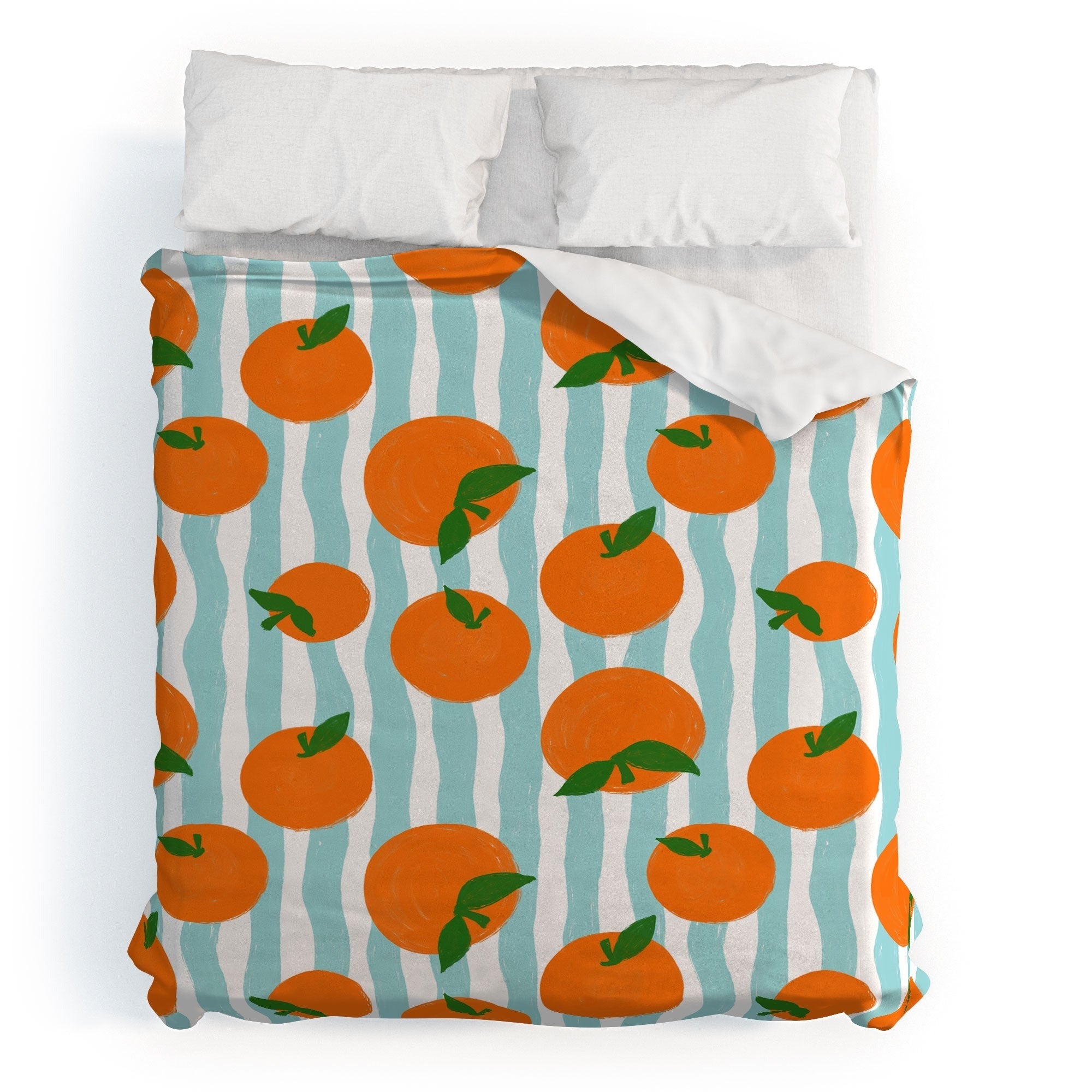 Design by Spark Zesty Oranges and Stripes Duvet Cover