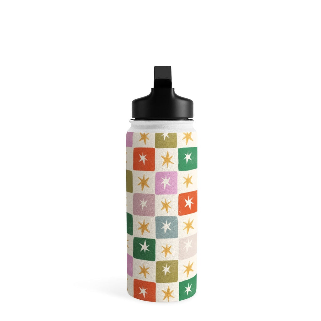 LouBruzzoni Retro Star Block Pattern Water Bottle