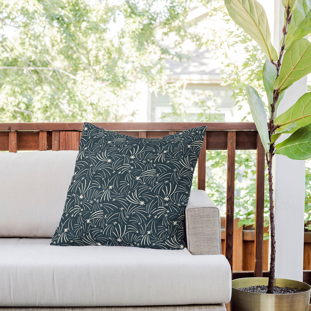 Little Om Pattern Shooting Stars blue Outdoor Throw Pillow