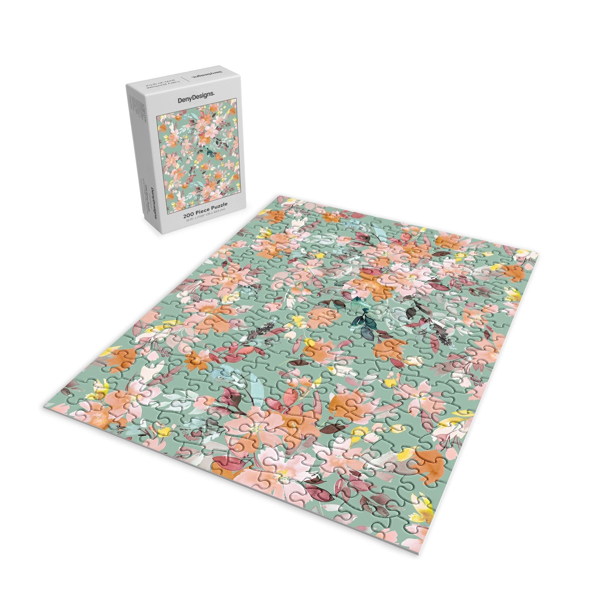 Ninola Design Botanic Retreat Floral Oleander Whimsical Teal Green Puzzle