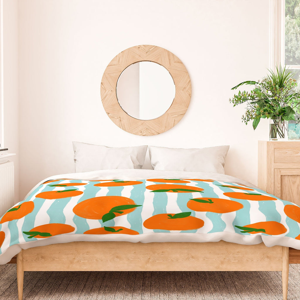 Design by Spark Zesty Oranges and Stripes Duvet Cover