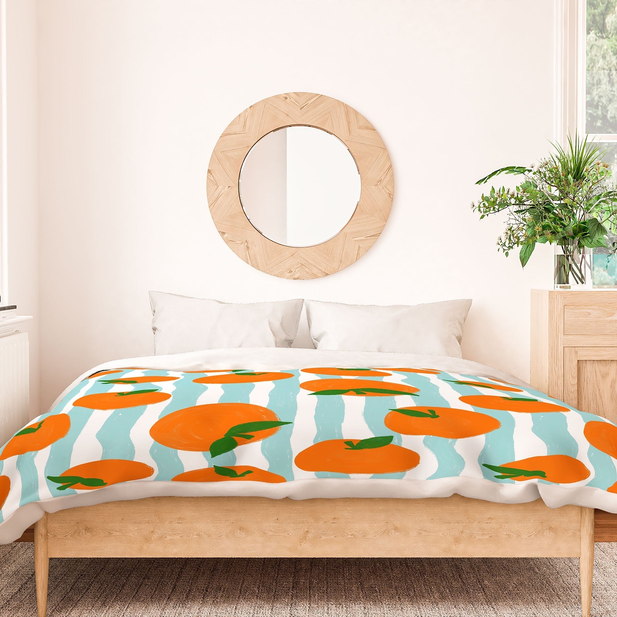 Design by Spark Zesty Oranges and Stripes Duvet Cover