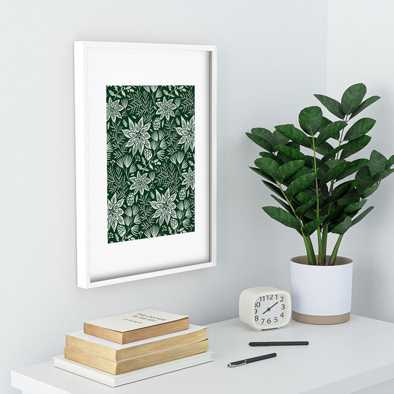 Pimlada Phuapradit Christmas Poinsettia Recessed Framing Rectangle