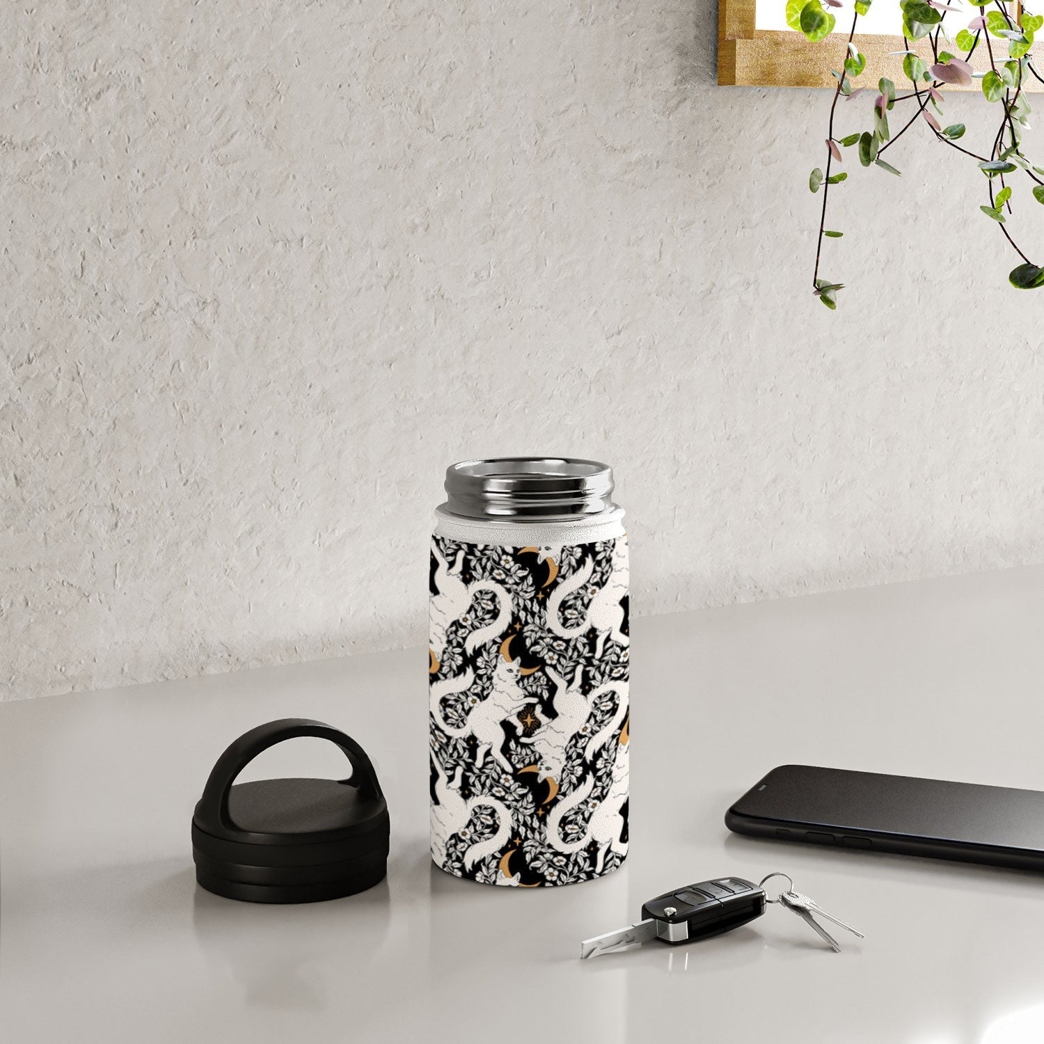 Avenie Celestial Cats Gold Water Bottle