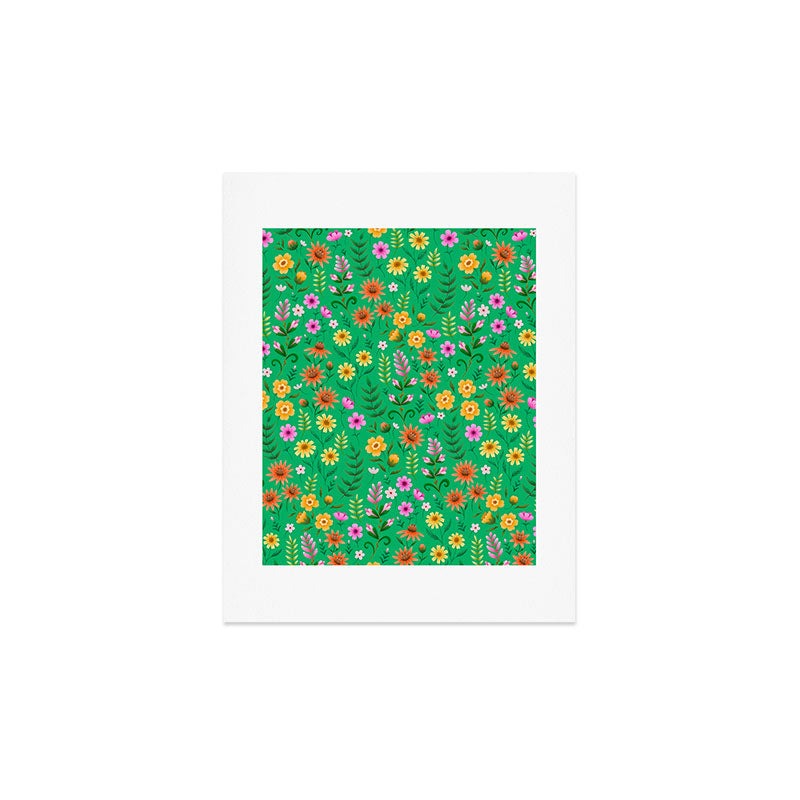 Pimlada Phuapradit Ditsy Spring Floral Green Art Print