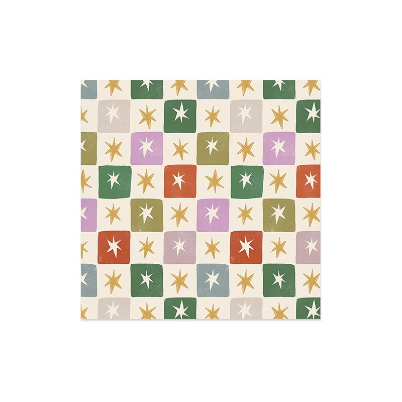 LouBruzzoni Retro Star Block Pattern Art Print