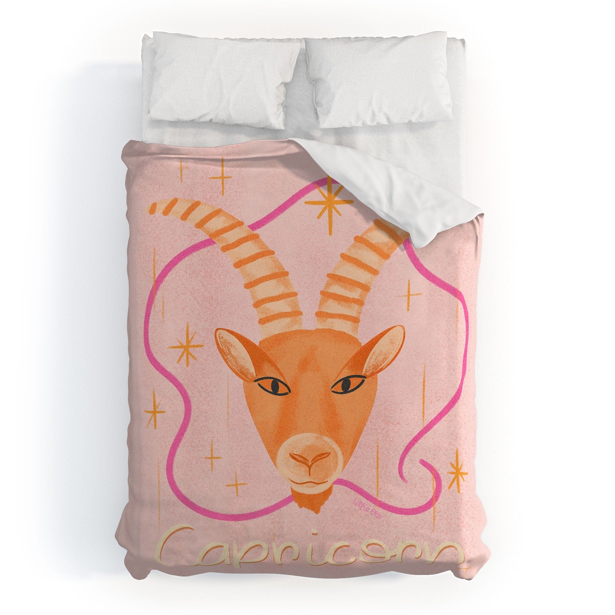 Little Om Zodiac Sign Capricorn Duvet Cover