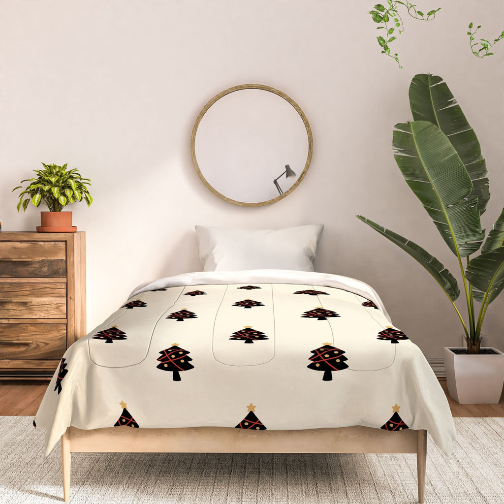 Design by Spark Black And Gold Christmas Tree Comforter