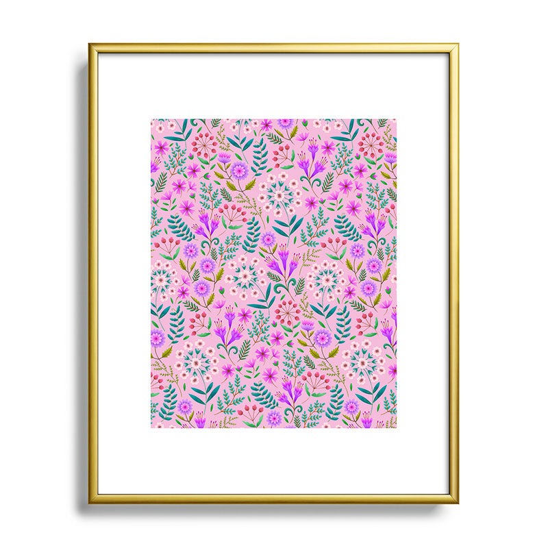 Pimlada Phuapradit Ditsy Purple Floral Half Drop Metal Framed Art Print
