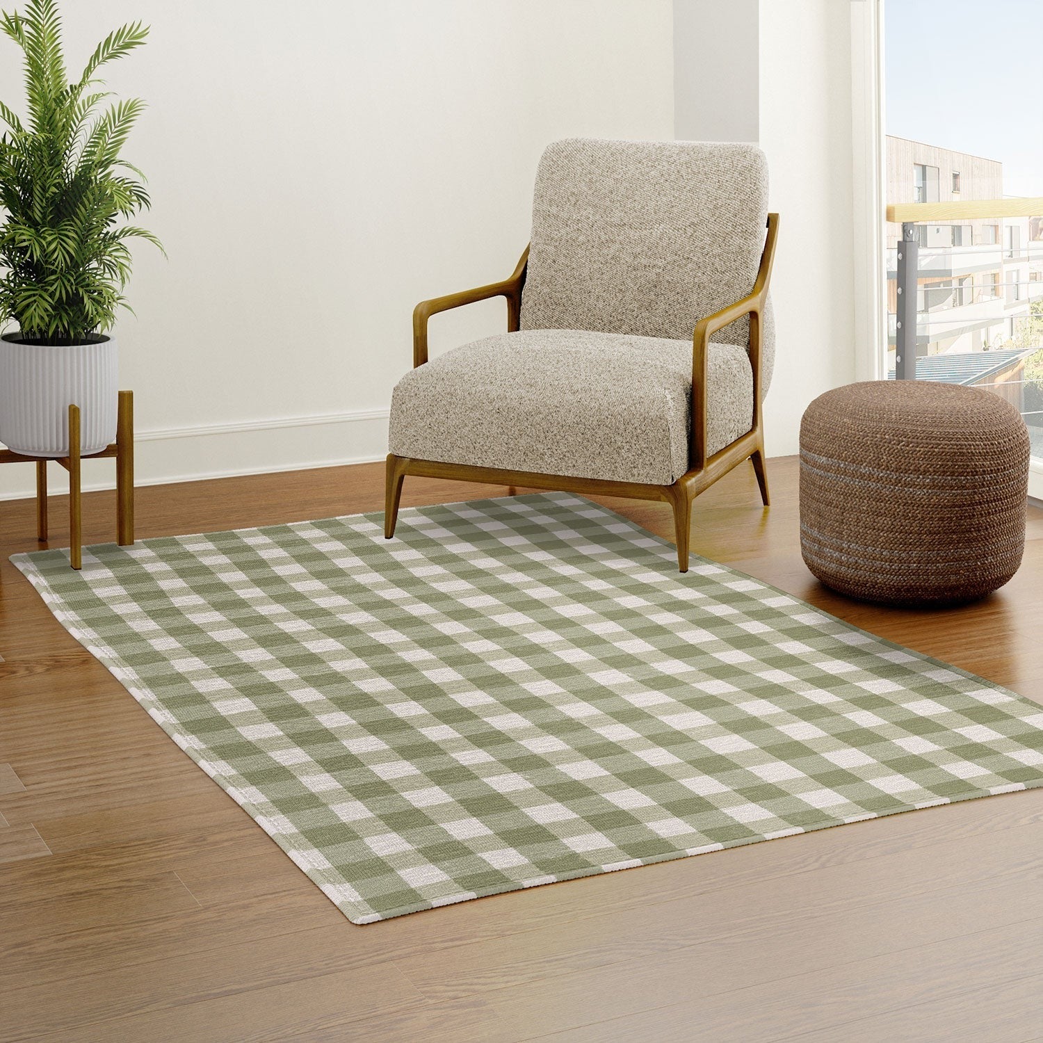 Menina Lisboa Rustic Green Plaid Area Rug