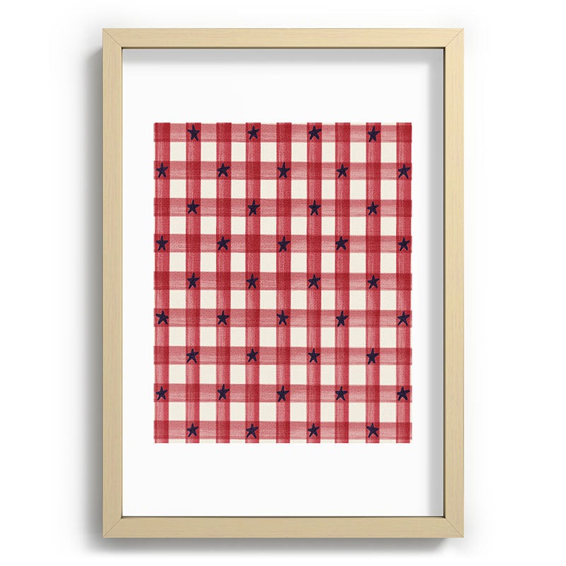 DENY Designs Red Gingham plus Stars Recessed Framing Rectangle