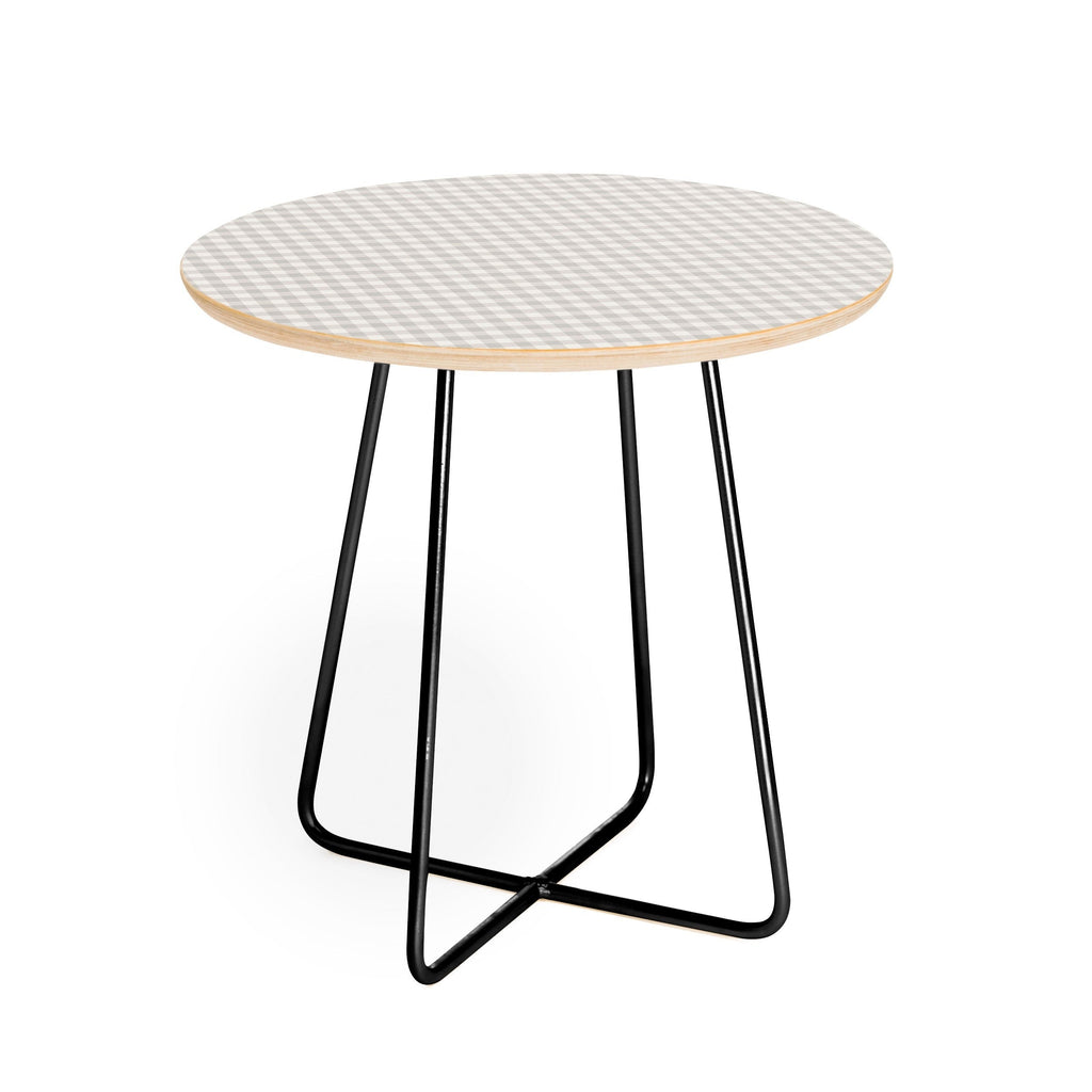 Colour Poems Gingham Plaid Pattern Cloud White Round Side Table