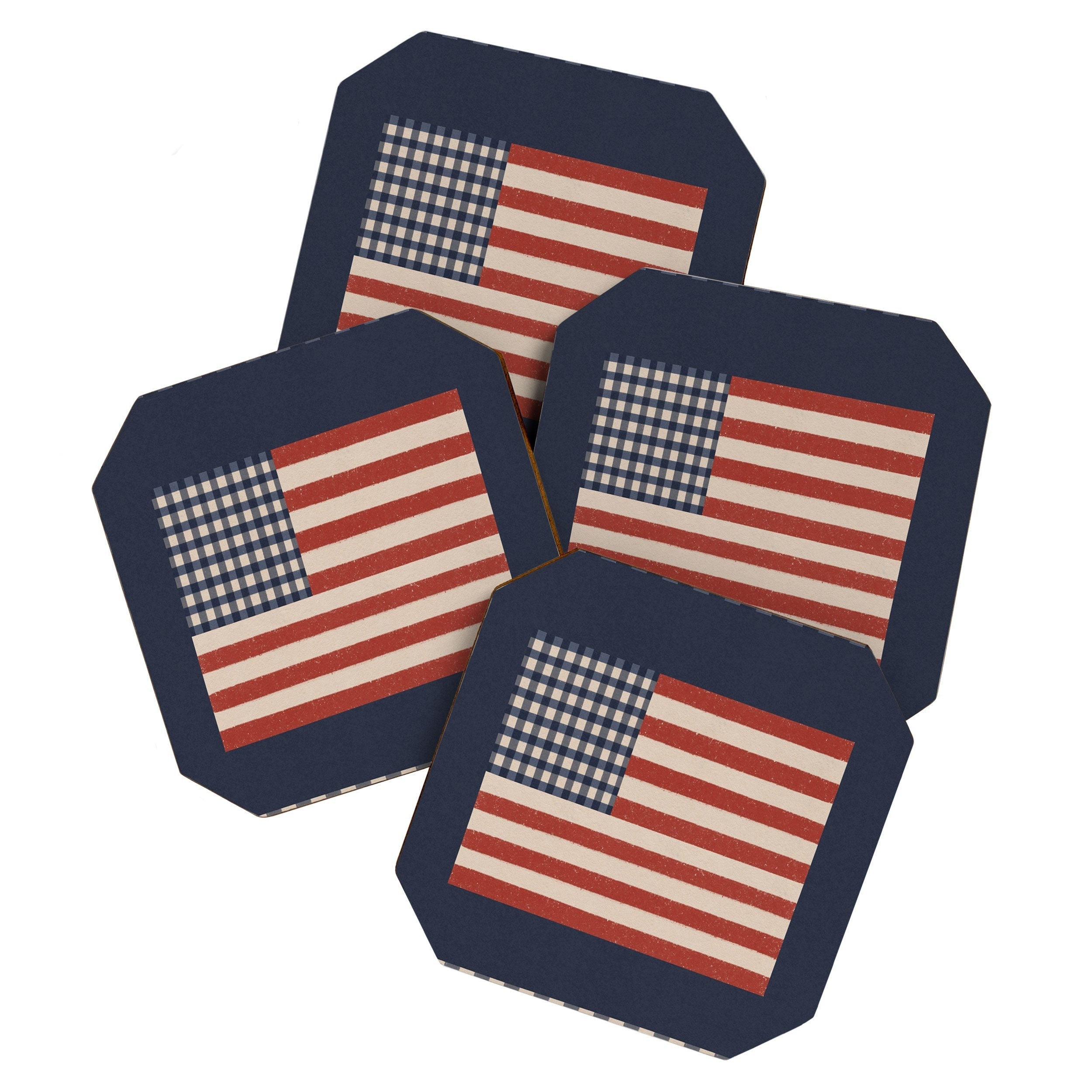 DENY Designs Gingham Flag Coaster Set