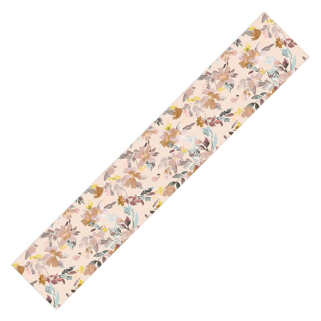 Ninola Design Botanic Retreat Floral Oleander Whimsical Soft Pink Table Runner