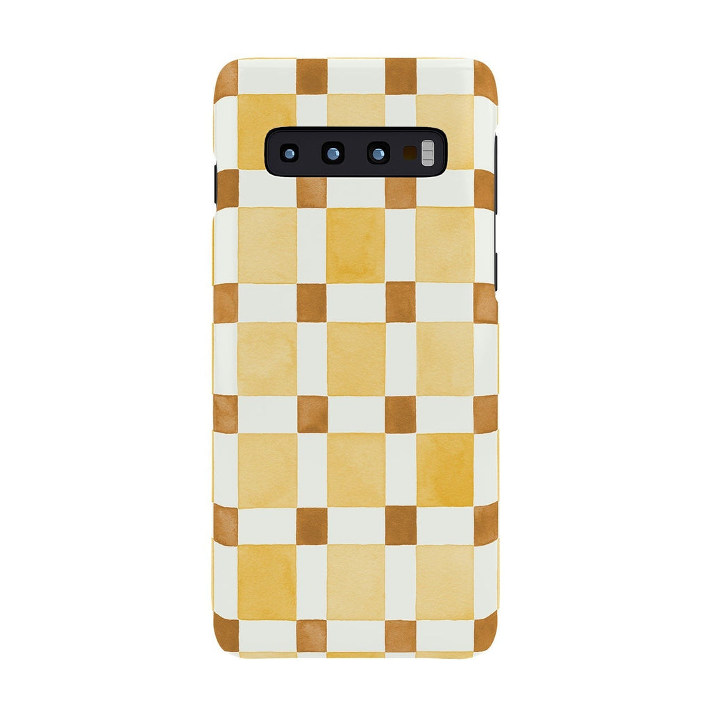 Ninola Design Everyday Artifact Checker Mosaic Tiles Geometry Yellow Phone Case