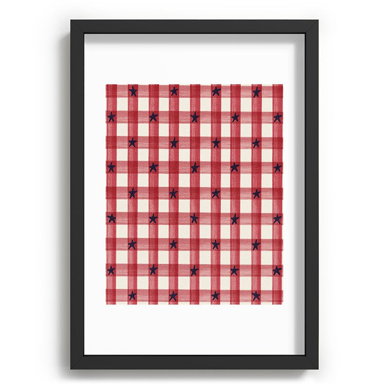 DENY Designs Red Gingham plus Stars Recessed Framing Rectangle