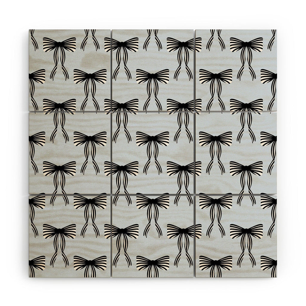 Design by Spark Black Striped Bows Wood Wall Mural