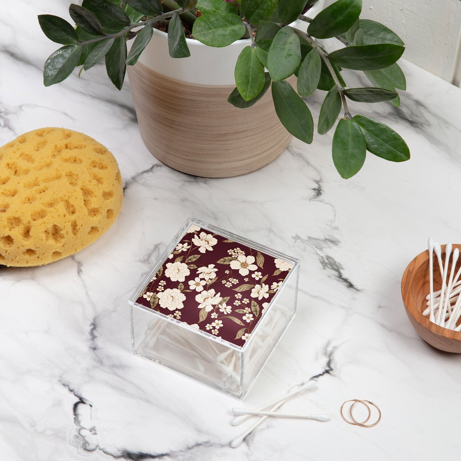 Gabriela Fuente Burgundy Floral Roberta Acrylic Box