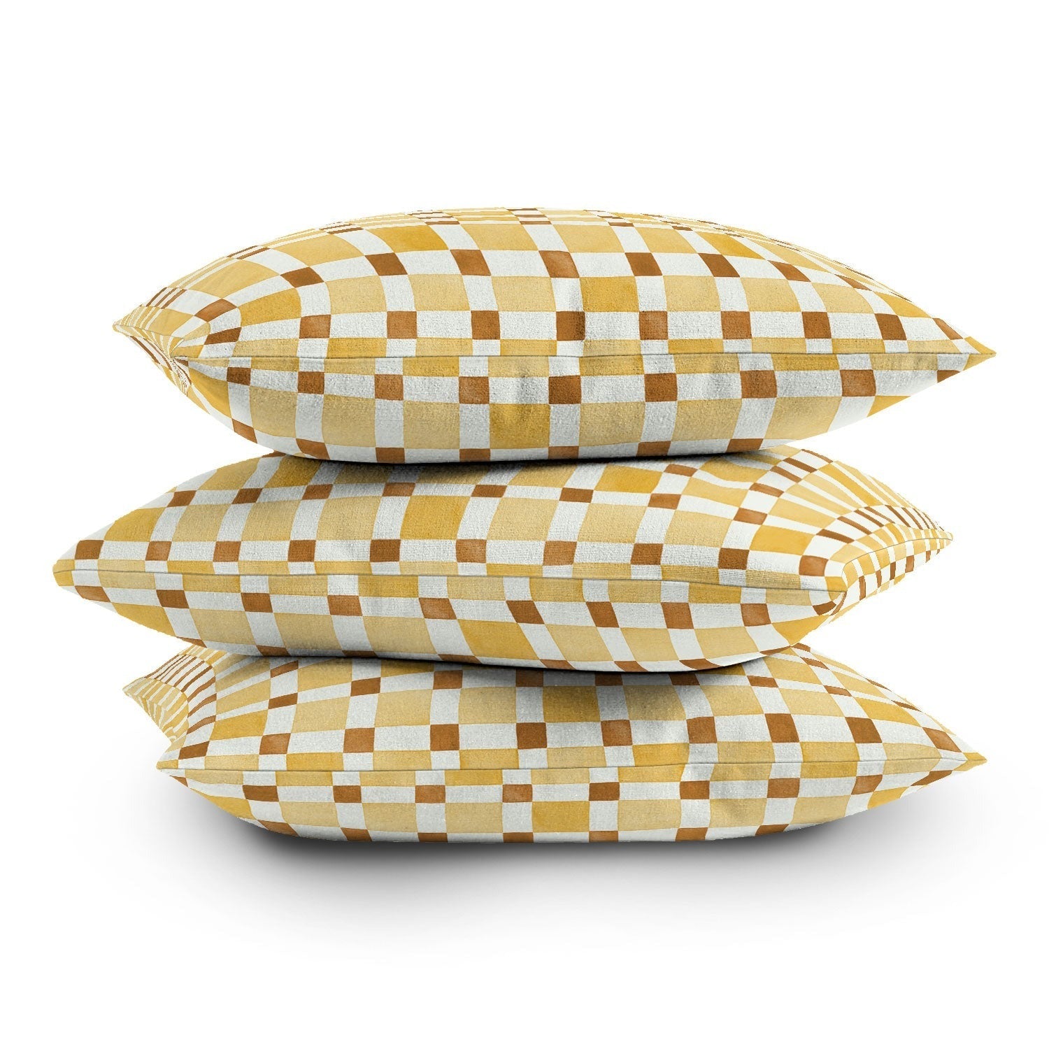 Ninola Design Everyday Artifact Checker Mosaic Tiles Geometry Yellow Throw Pillow
