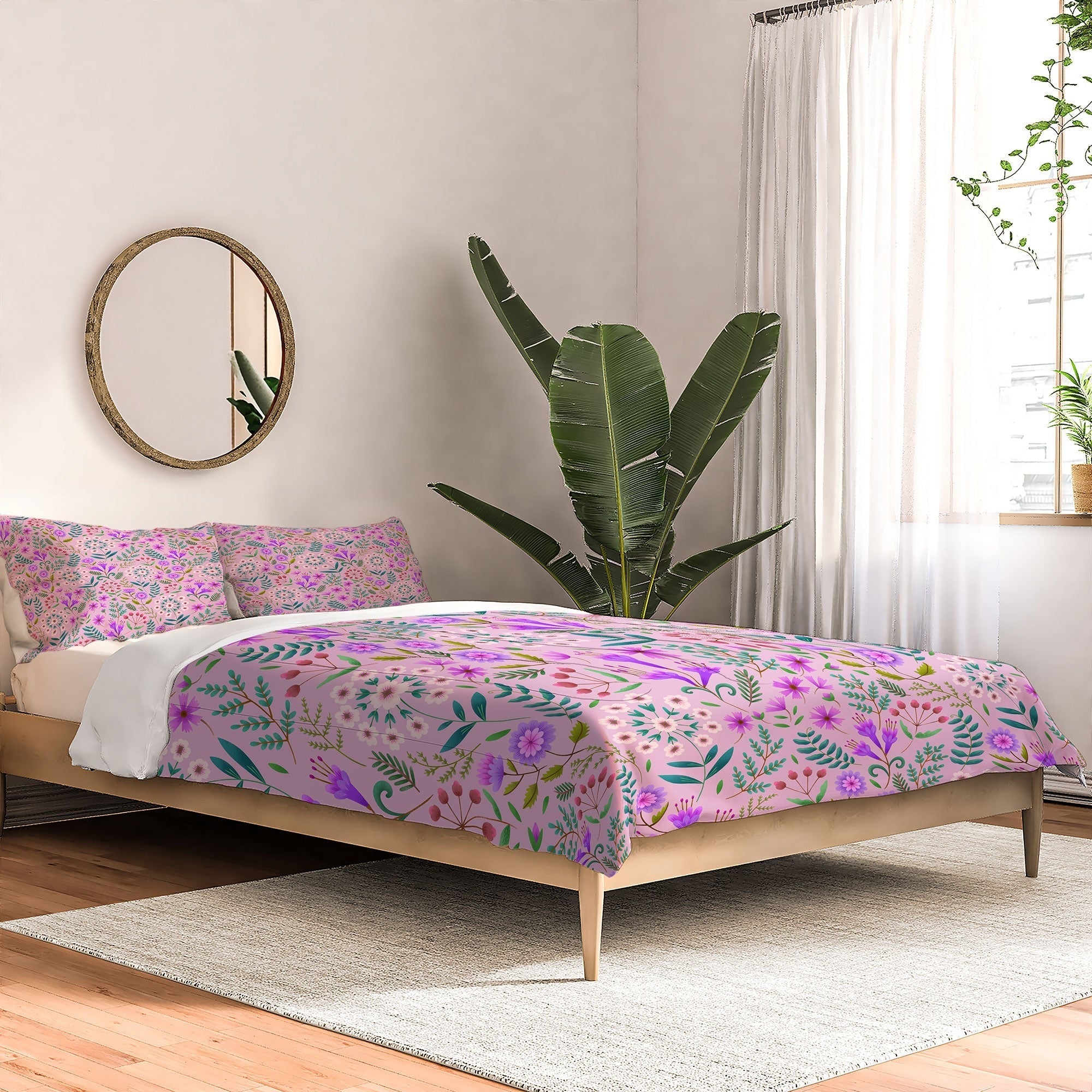 Pimlada Phuapradit Ditsy Purple Floral Half Drop Comforter