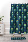 Design by Spark Peacock Deco Feathers Shower Curtain And Mat