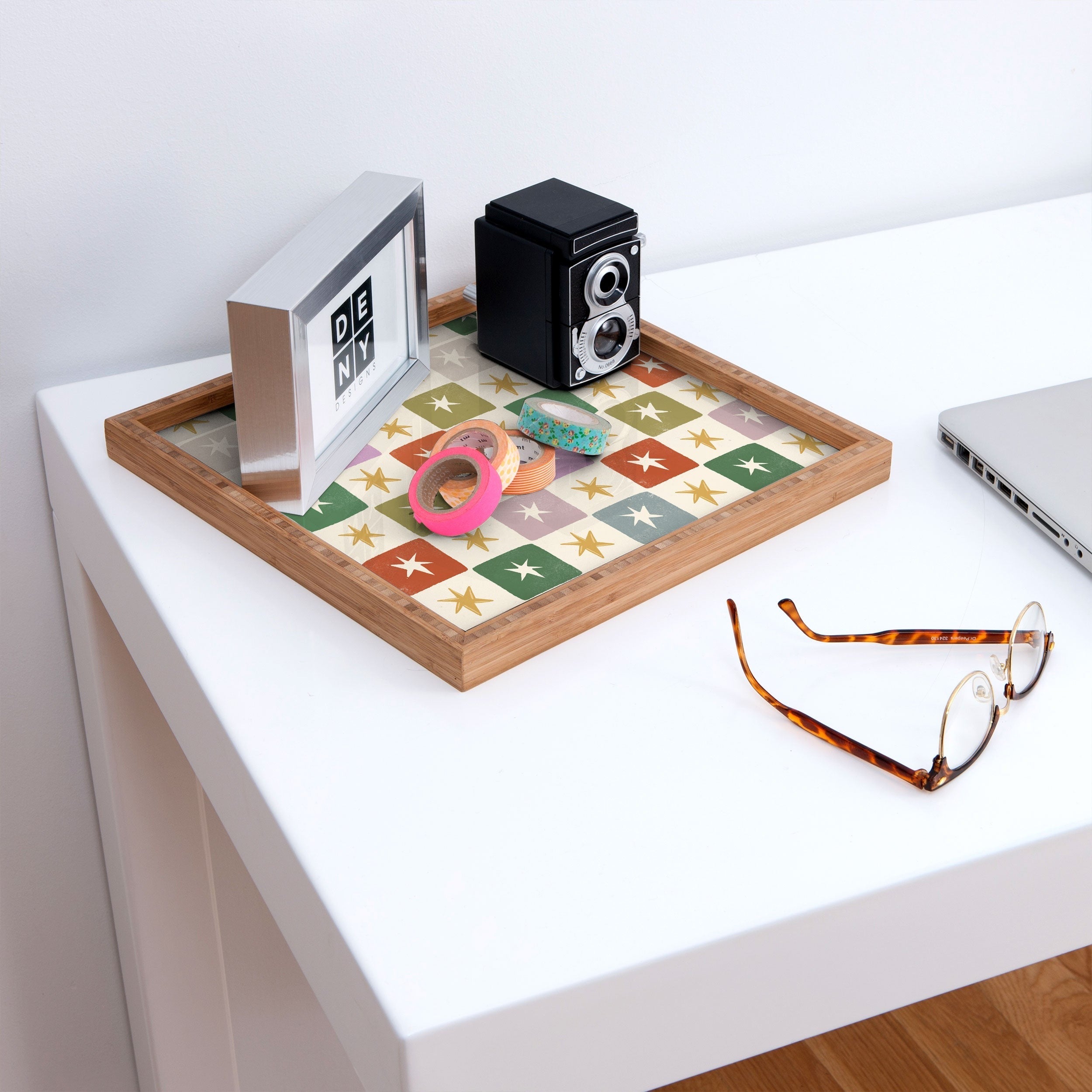 LouBruzzoni Retro Star Block Pattern Square Tray