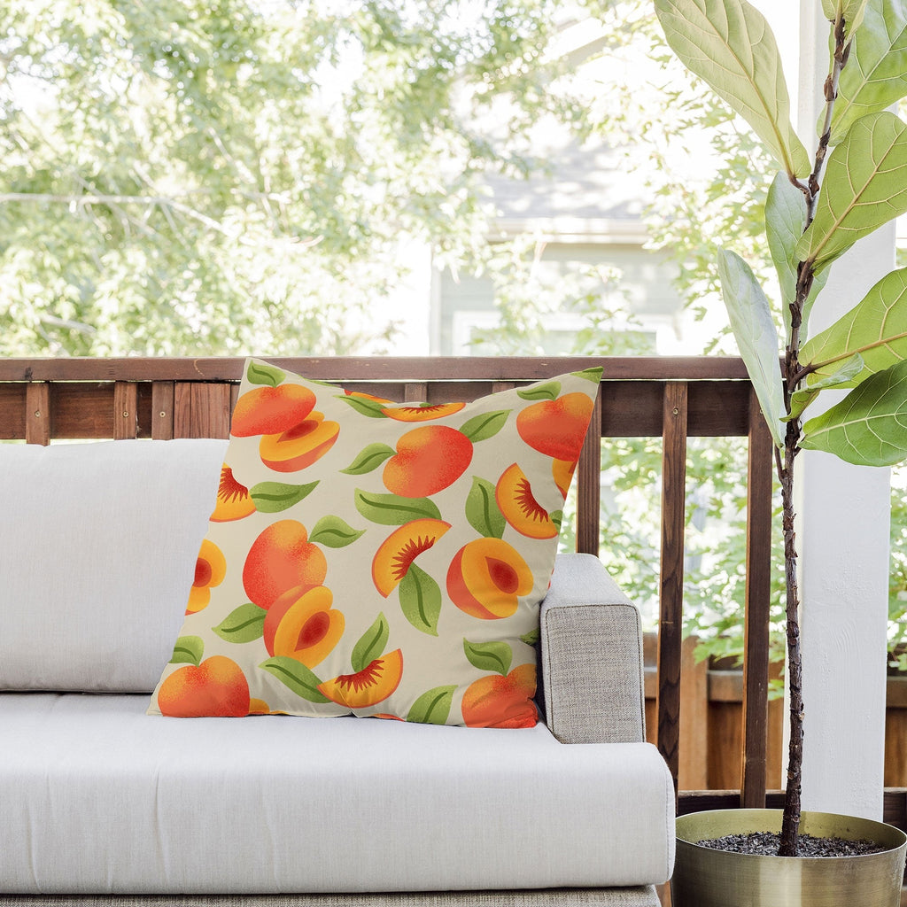 Jessica Molina Peach Pattern Outdoor Throw Pillow