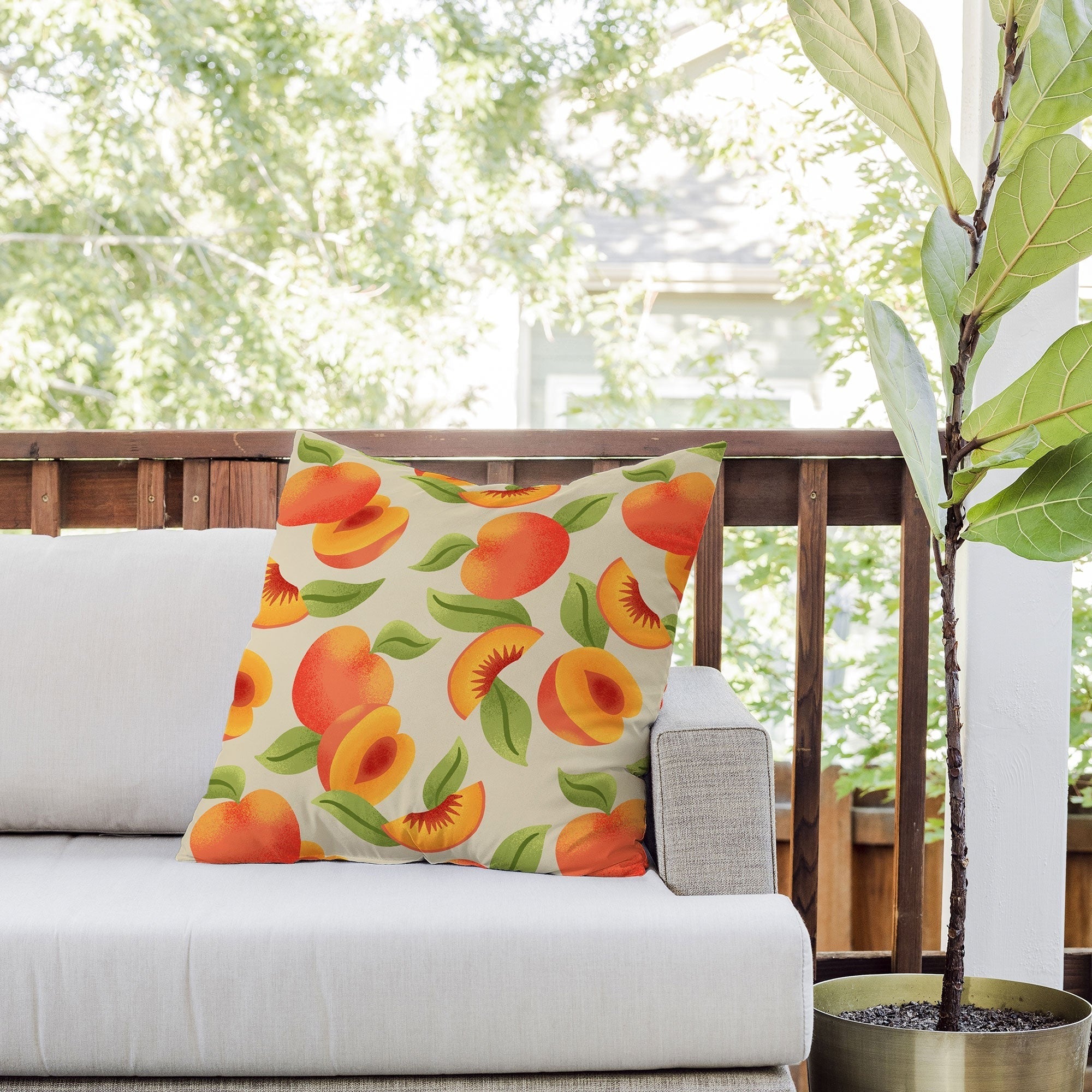Jessica Molina Peach Pattern Outdoor Throw Pillow