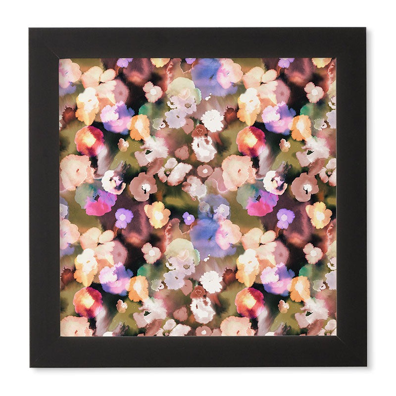Ninola Design Botanic Retreat Ombre Abstract Watercolor Flowers Pink gold Framed Wall Art