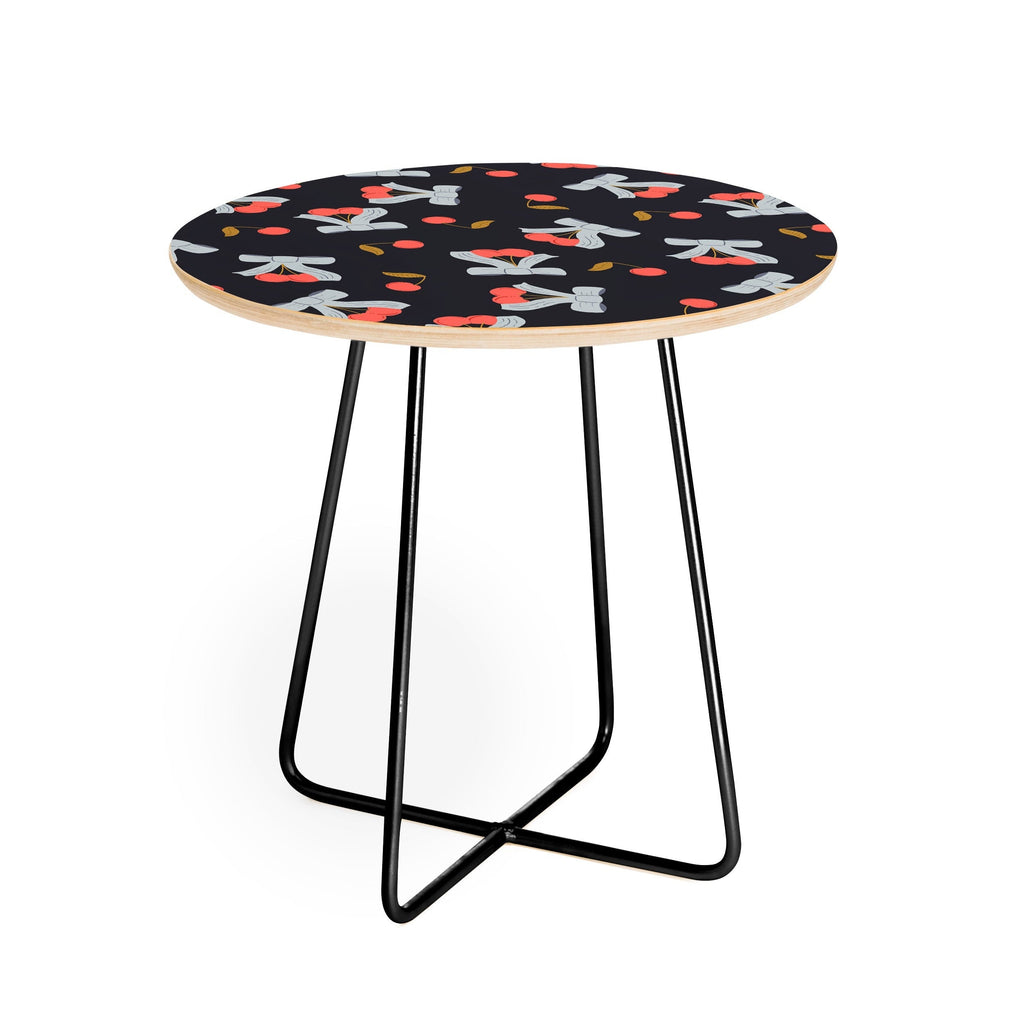 Jennifer Labre Cherries and Bows Round Side Table
