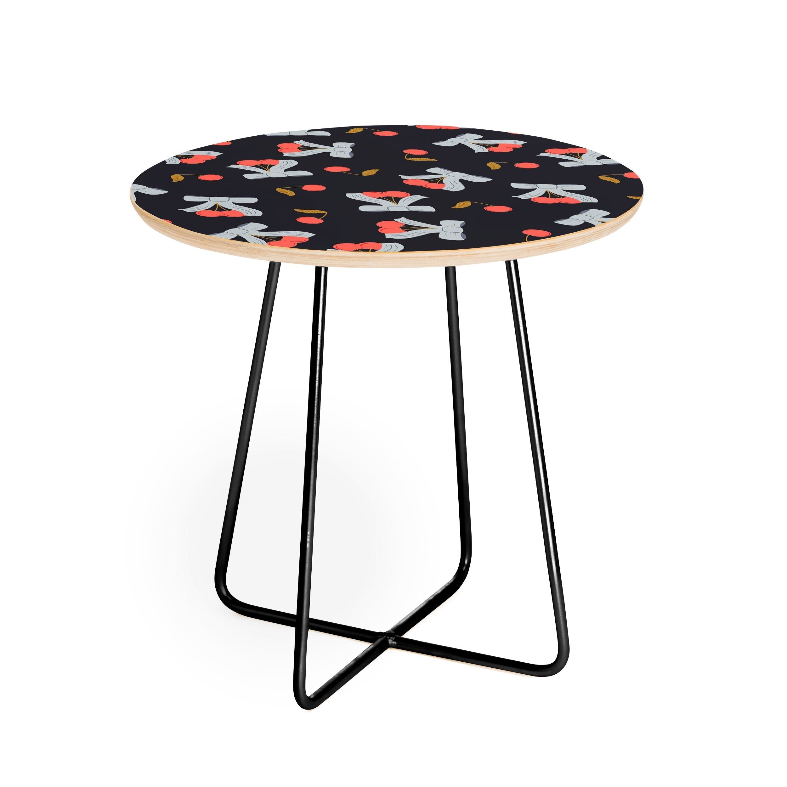 Jennifer Labre Cherries and Bows Round Side Table