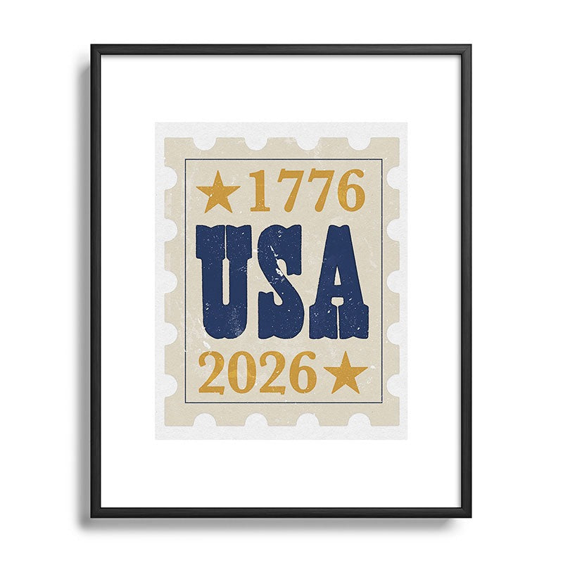 DENY Designs USA Stamp Metal Framed Art Print