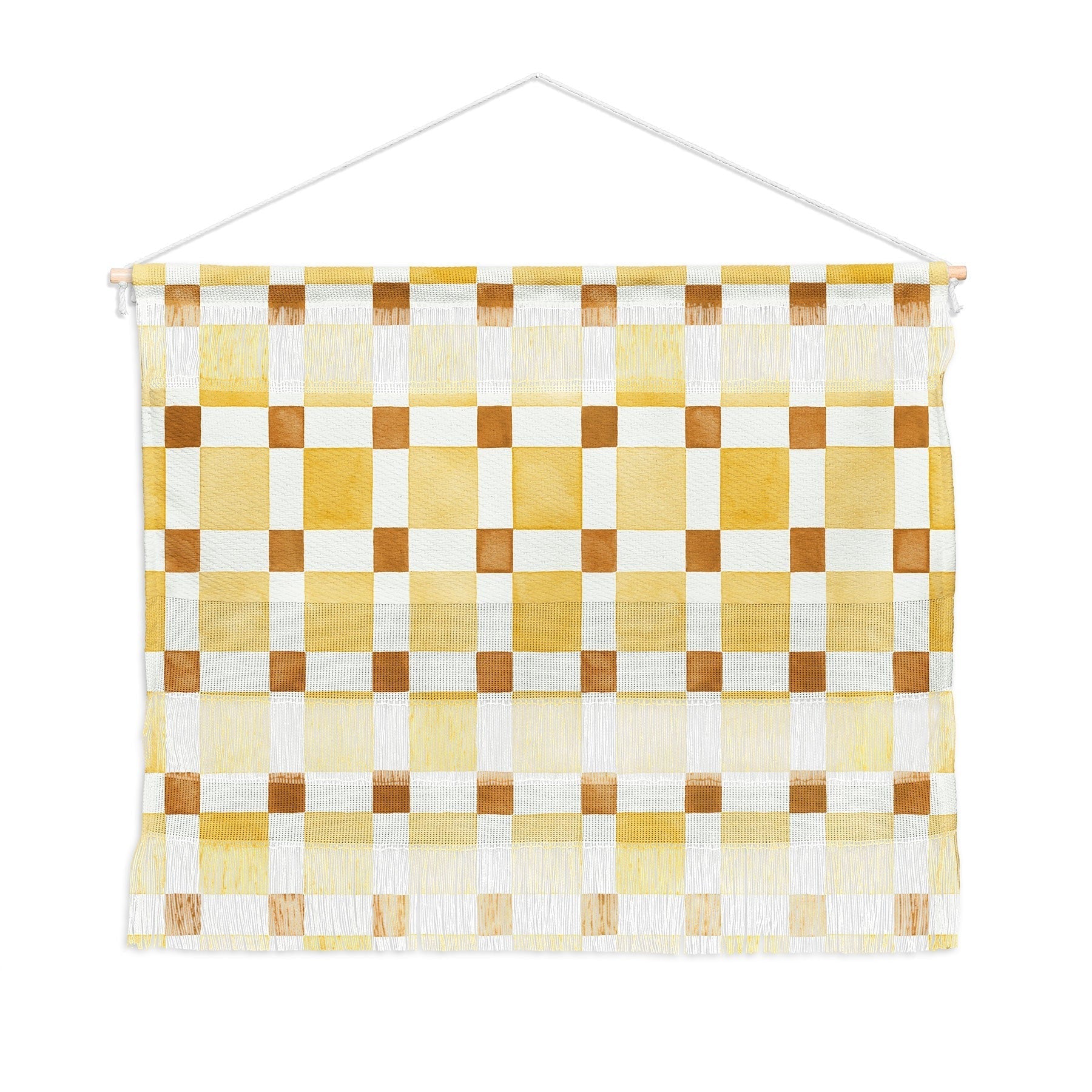 Ninola Design Everyday Artifact Checker Mosaic Tiles Geometry Yellow Wall Hanging Landscape