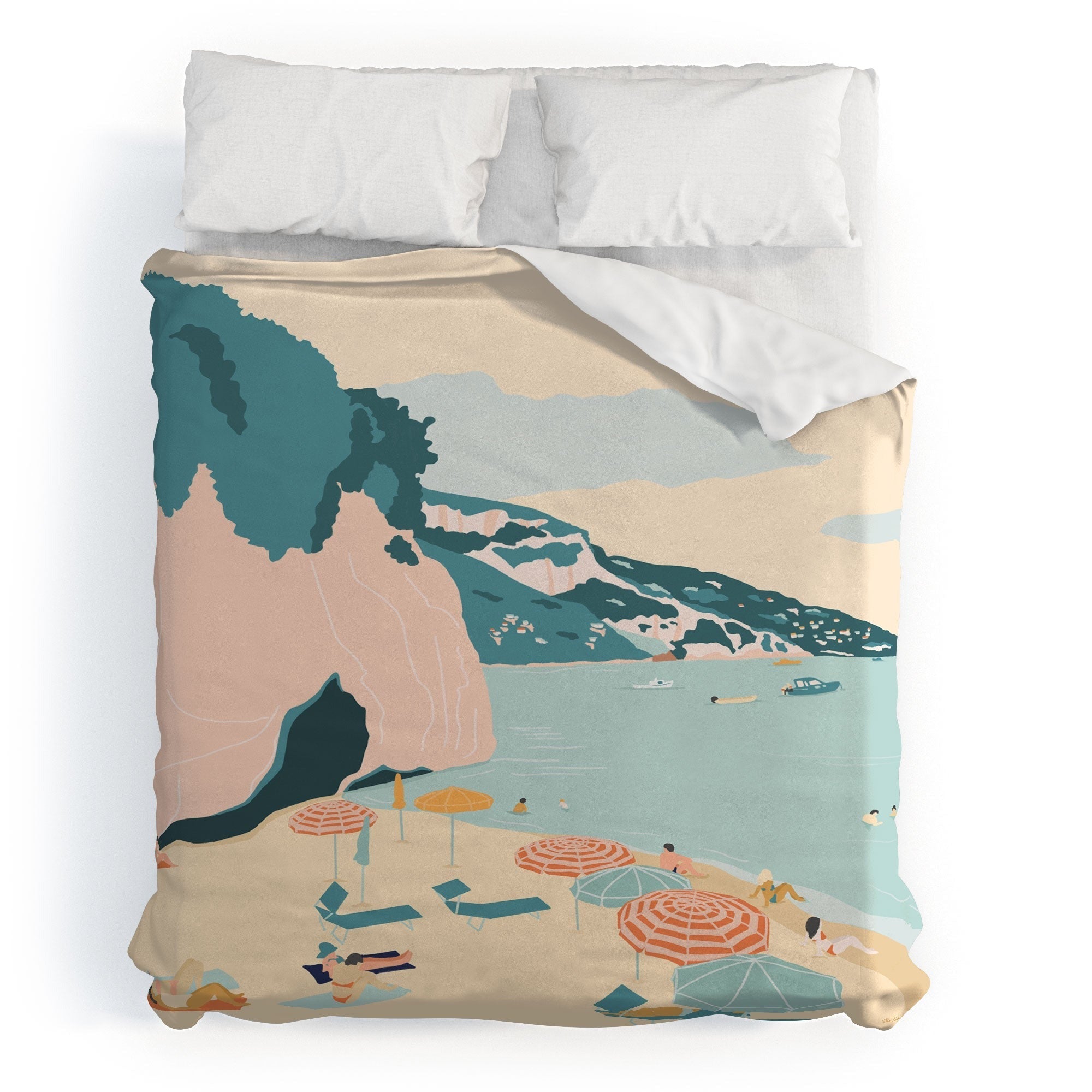 Valeria Frustaci Beach of Positano in Italy Duvet Cover