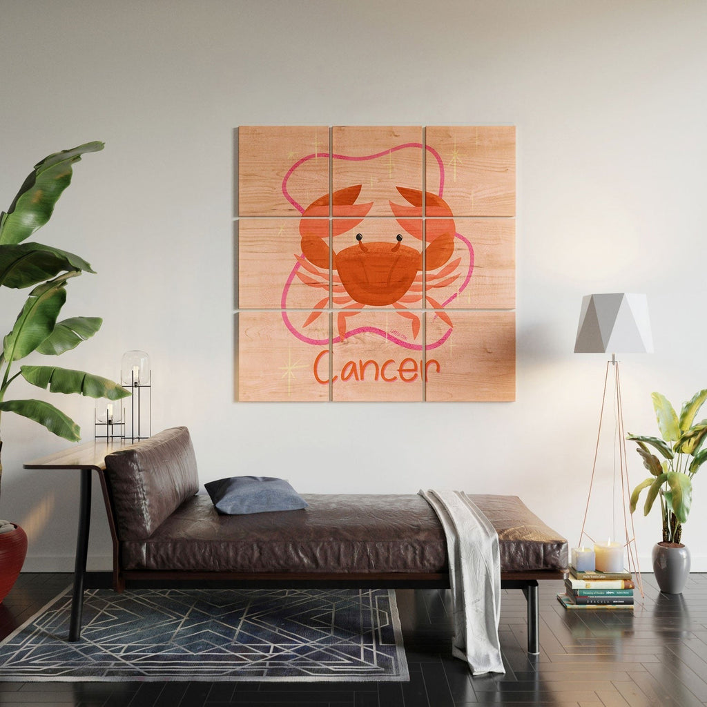 Little Om Zodiac Signs Cancer Wood Wall Mural