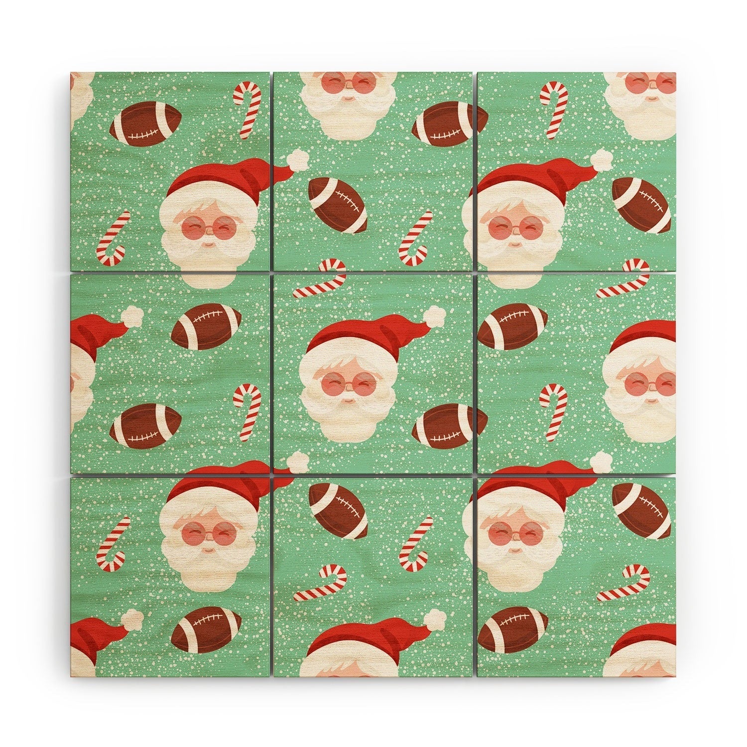 Design by Spark Sporty Football Santa Holiday Wood Wall Mural