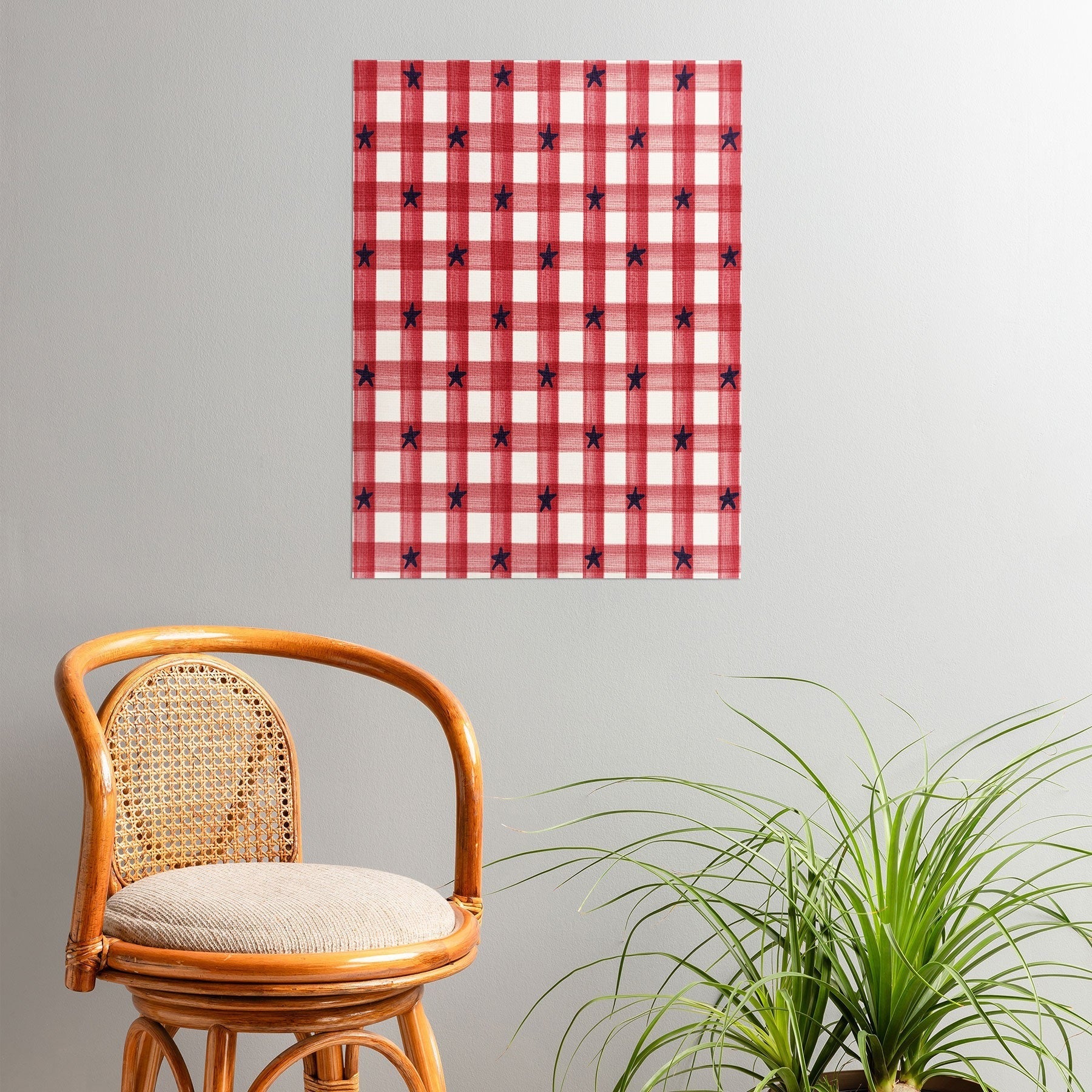 DENY Designs Red Gingham plus Stars Poster