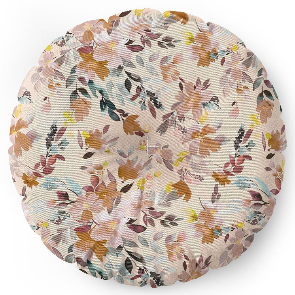 Ninola Design Botanic Retreat Floral Oleander Whimsical Soft Pink Floor Pillow Round