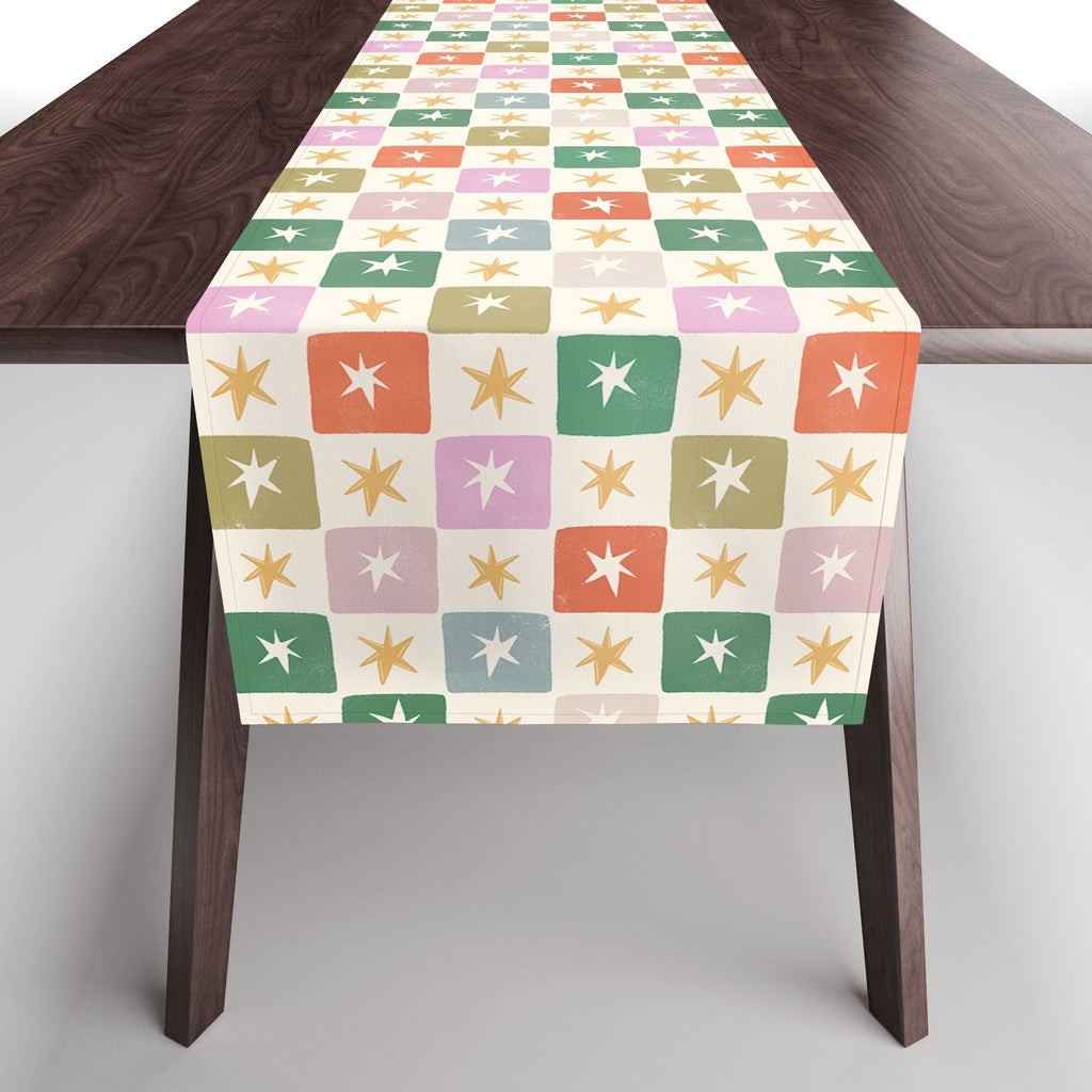 LouBruzzoni Retro Star Block Pattern Table Runner