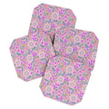 Pimlada Phuapradit Ditsy Purple Floral Half Drop Coaster Set